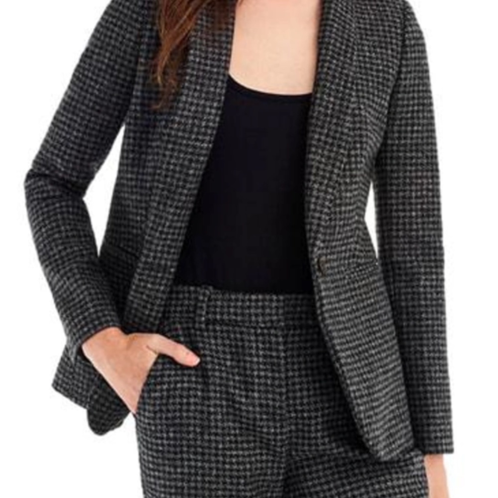New With Tags-J.CREW Parke Houndstooth Wool Blazer